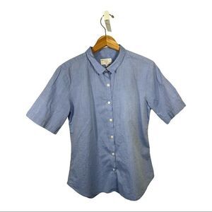 DL1961 THE BLUE SHIRT SHOP W4th & JANE Short Sleeve Button Down Top Blue Medium